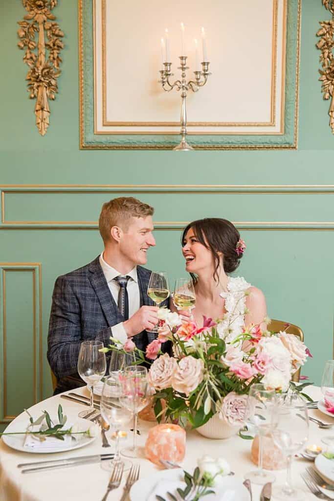 kingswood_arts_wedding_couple_marie_antoinette_inspired_lavish_background_wall_green